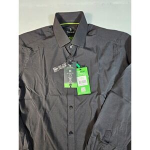 Tom Baine Mens Performance Dress Shirt Black Slim Fit Stretch TB200-2 Size M NWT